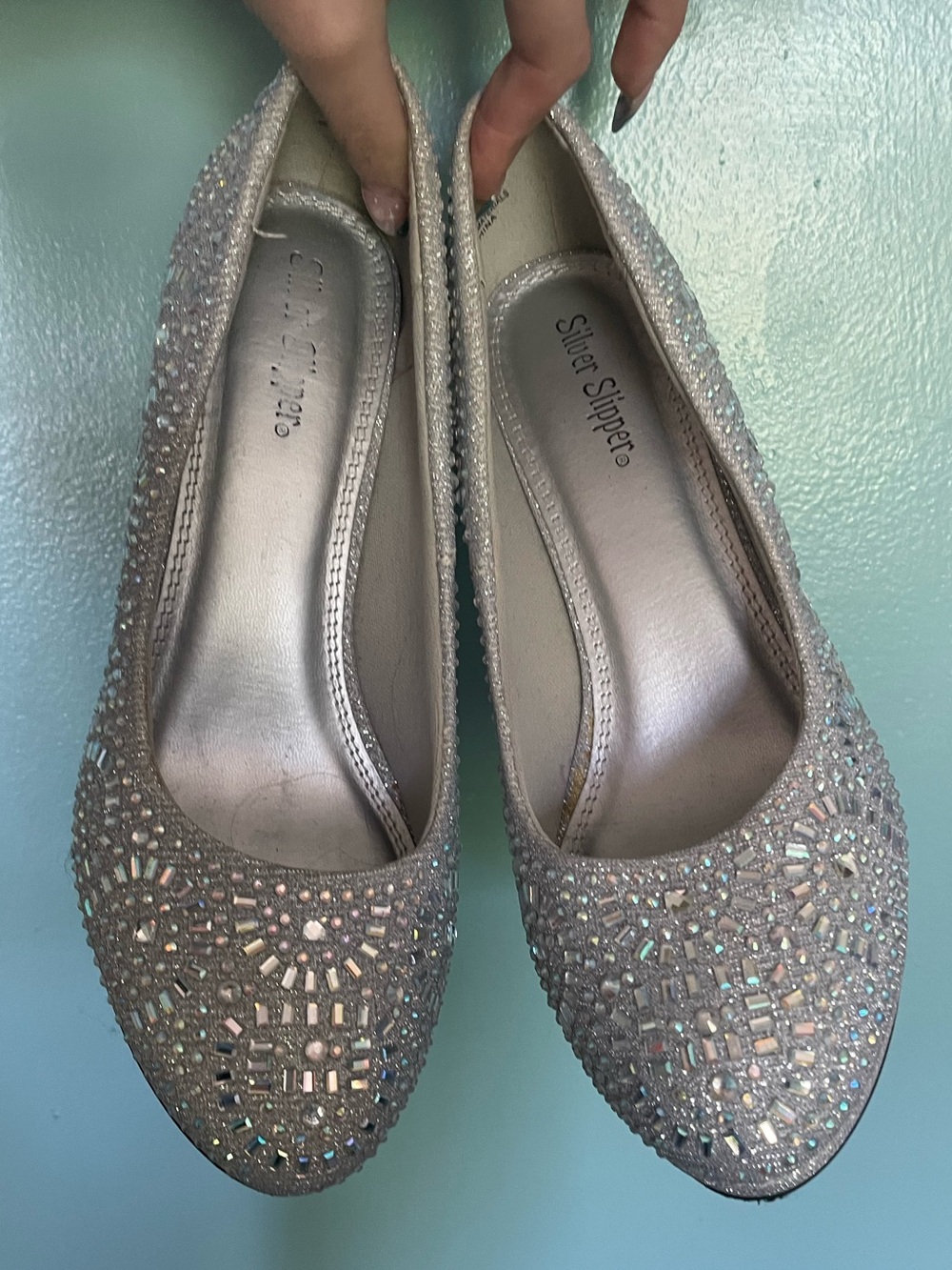 Silver Slipper Flirty Rhinestone Slingback Heels